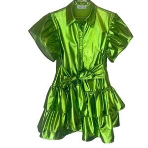 Madeleine Simon Dragonfire Green Metallic Party Dress ( Discontinued Color ) S/M